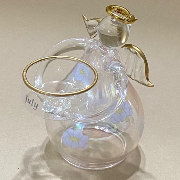 Ganz, Vintage, Angel Tea Light Candle Holder, July Gift, Iridescent Floral Print - Picture 4 of 8